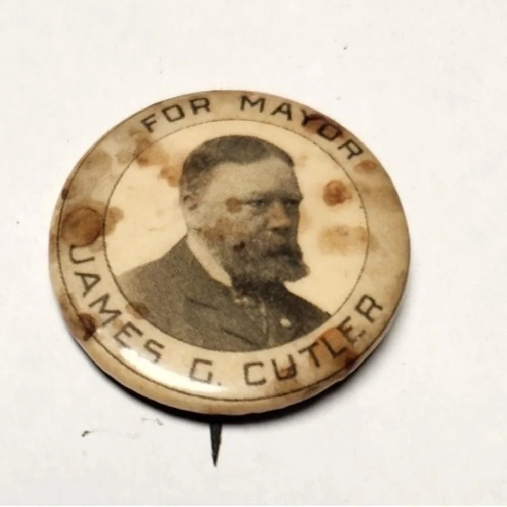 James Cutler Mayor 1903 Rochester NY Mail Chute‎ Inventor Pinback Button Pin